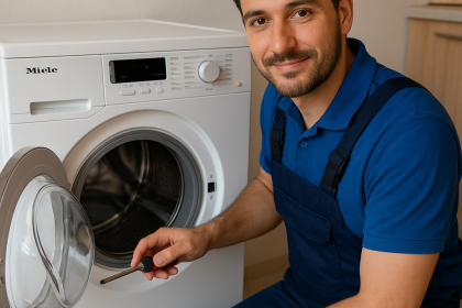 Ankara Miele çamaşır makinesi servisi tamircisi, evde ön yüklemeli makineyi profesyonelce onarıyor