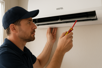 Ankara Vestel klima servisi teknisyeni, duvara monte Vestel klimayı tornavida ile onarı (Incomplete: max_output_tokens)